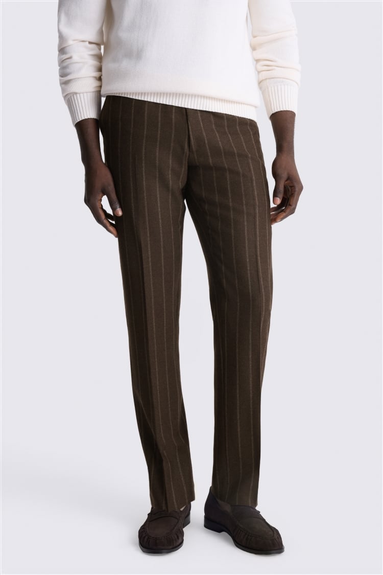 Italian Tailored Fit Brown Stripe Jacket