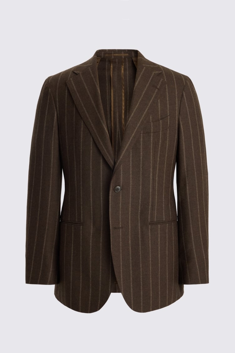 Italian Tailored Fit Brown Stripe Jacket