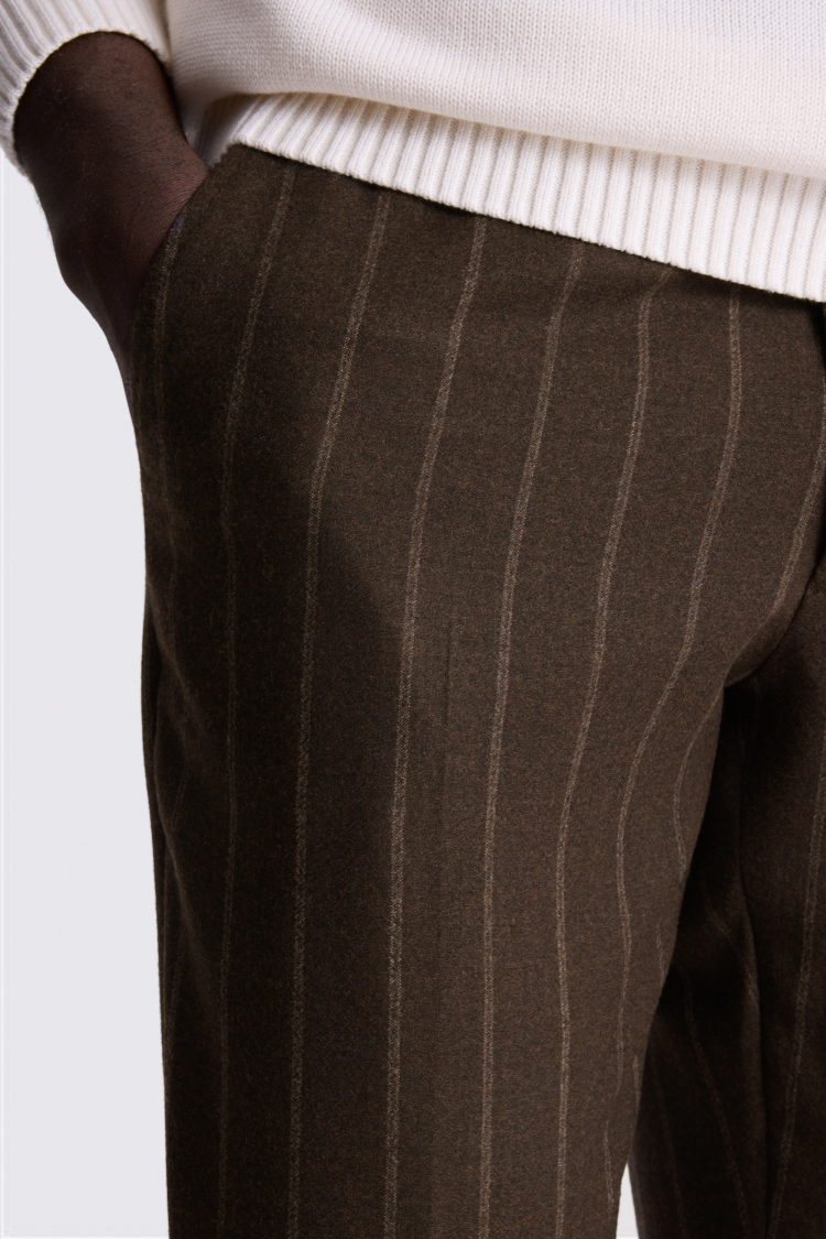 Tailored Fit Brown Stripe Trousers