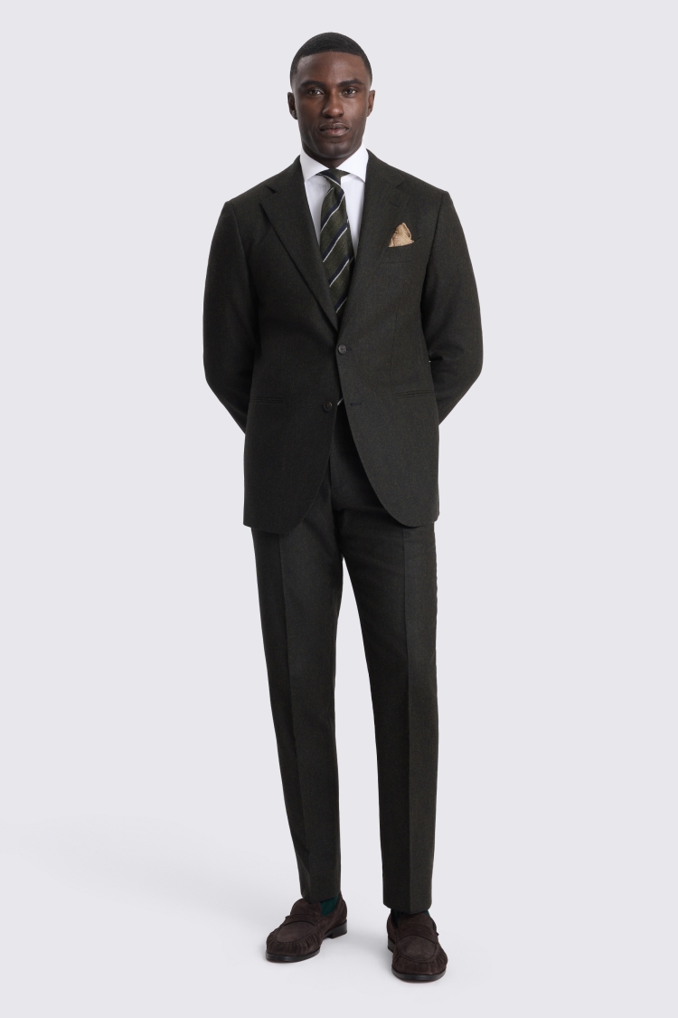 Tailored Fit Green Flannel Suit Jacket