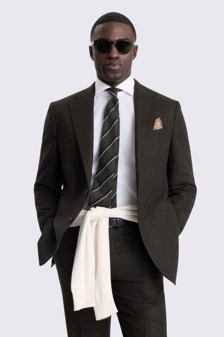 Tailored Fit Green Flannel Suit Jacket