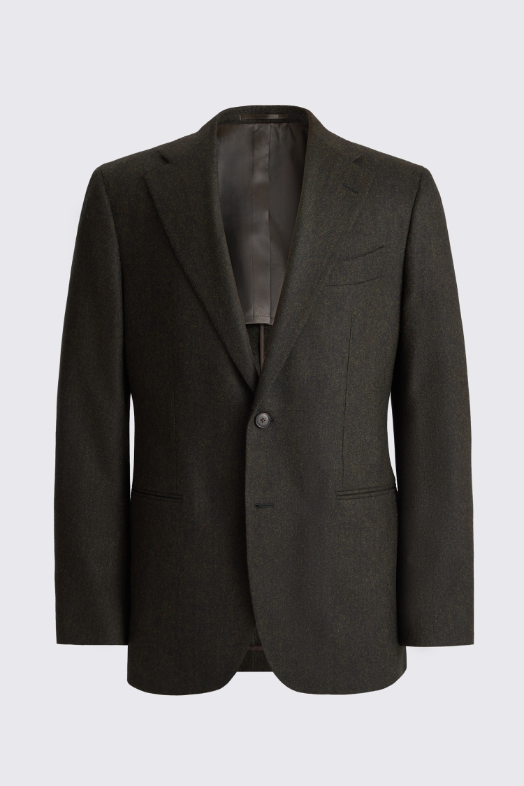 Italian Tailored Fit Green Flannel Suit