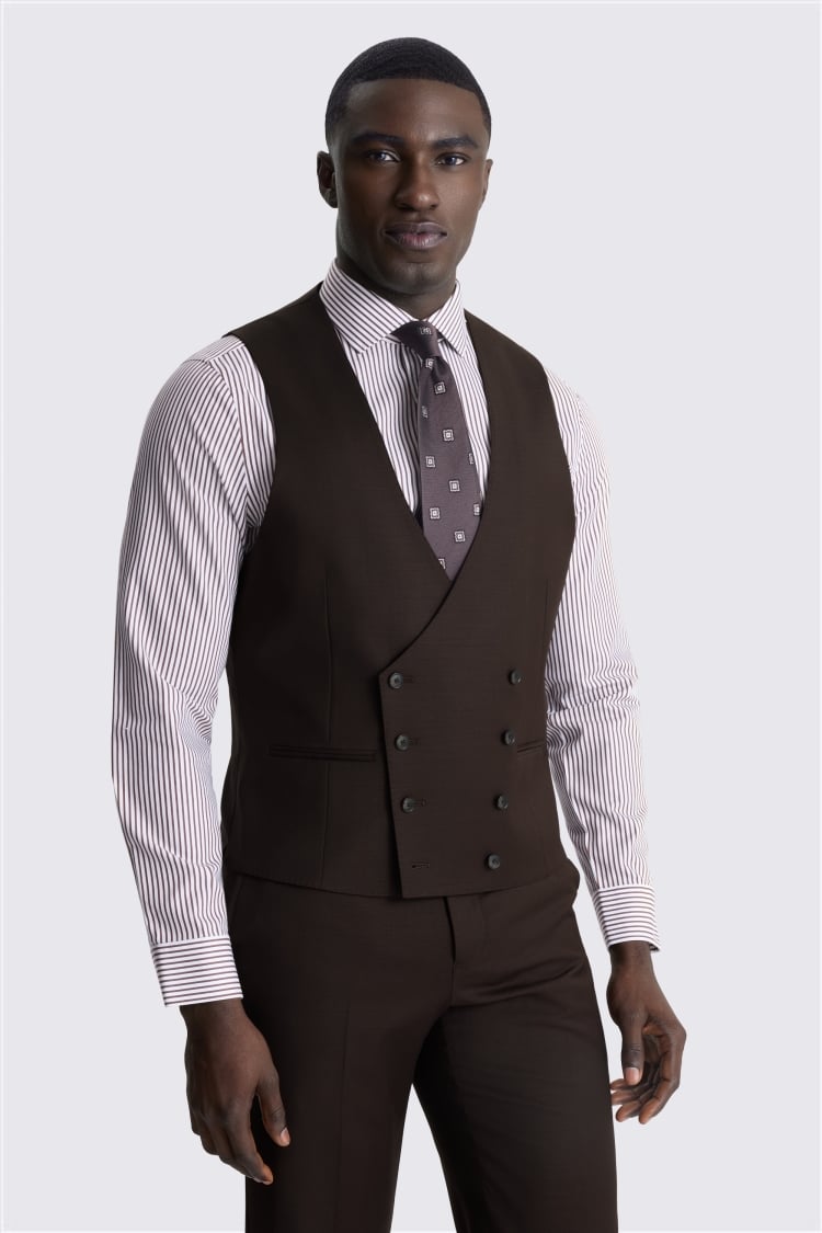 Perfomance Tailored Brown Twill Vest