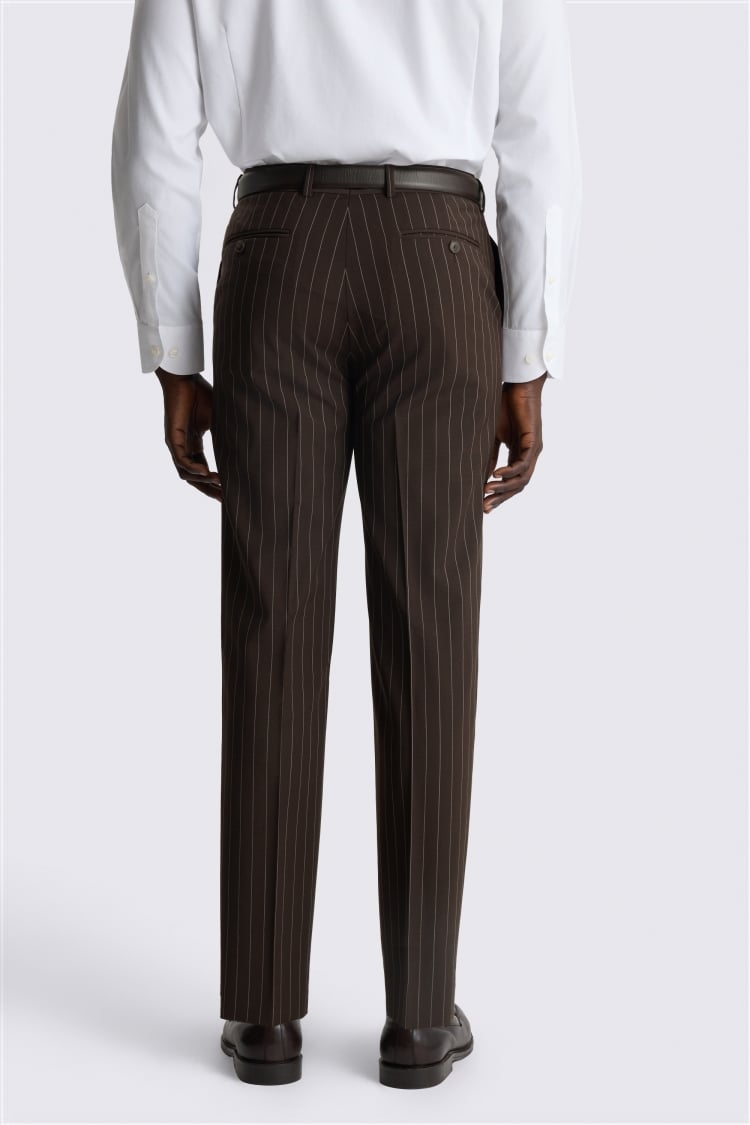 Performance Tailored Fit Brown Stripe Trouser