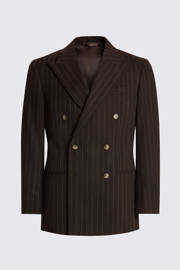 Relaxed Fit Brown Stripe Suit Jacket