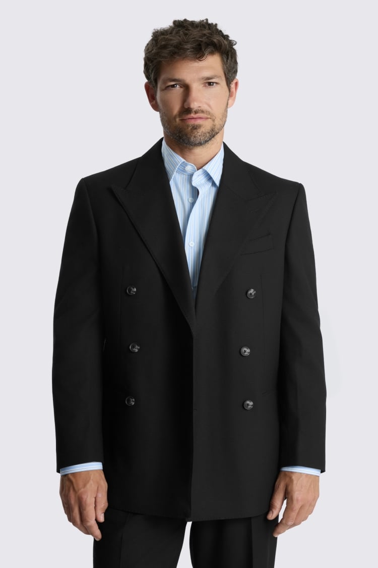 Relaxed Fit Black Flannel Suit