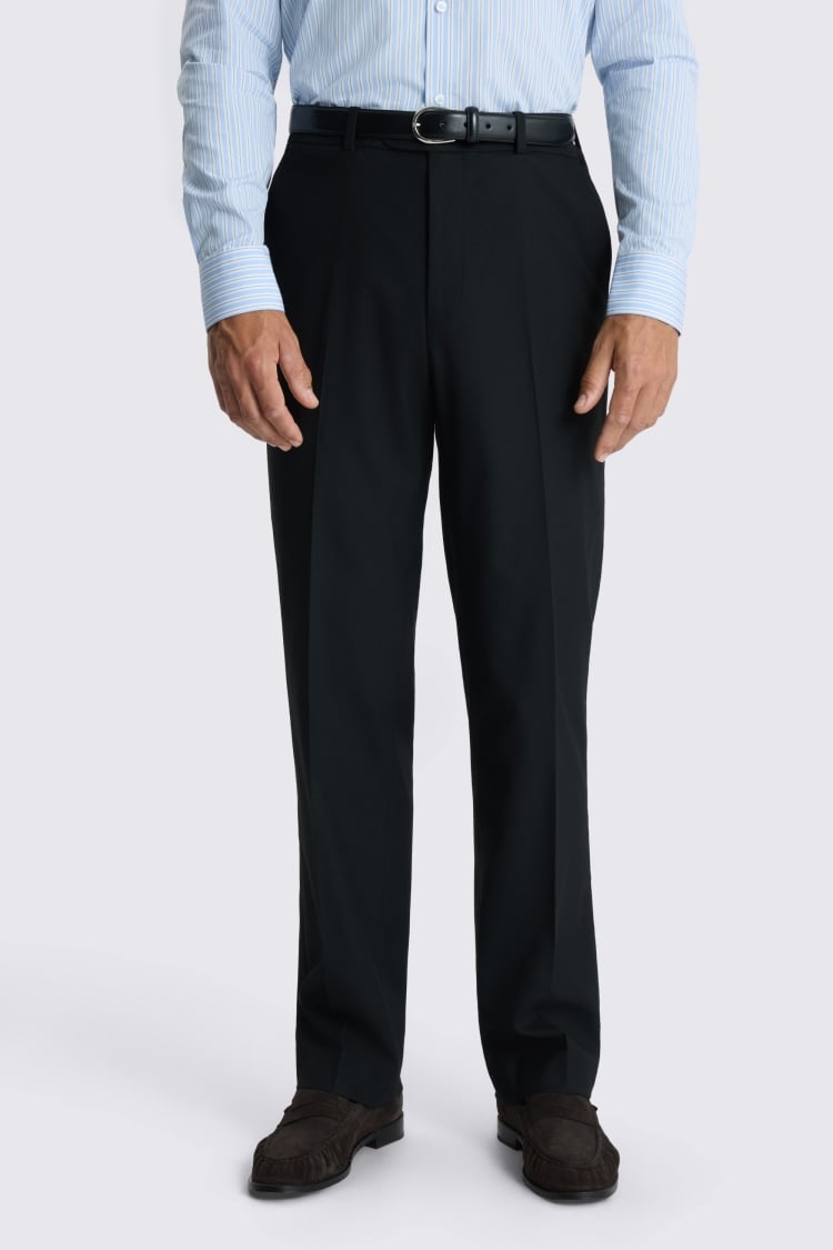 Relaxed Fit Black Flannel Suit