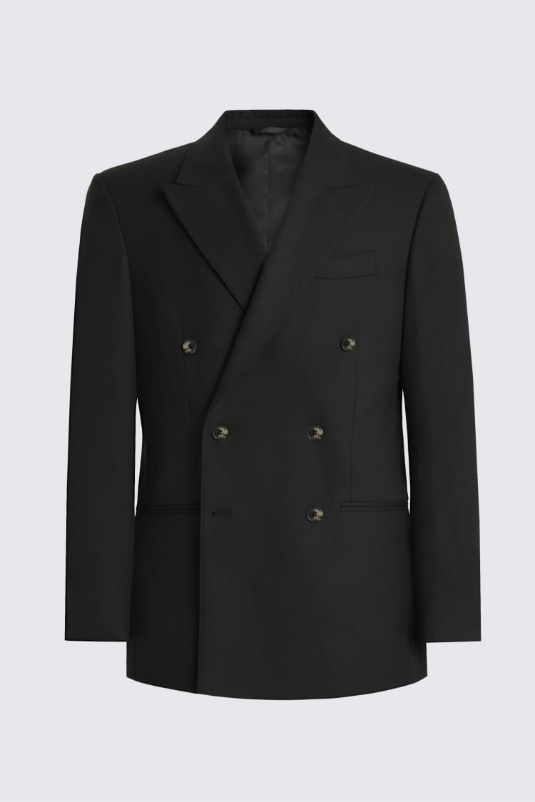 Relaxed Fit Black Flannel Suit