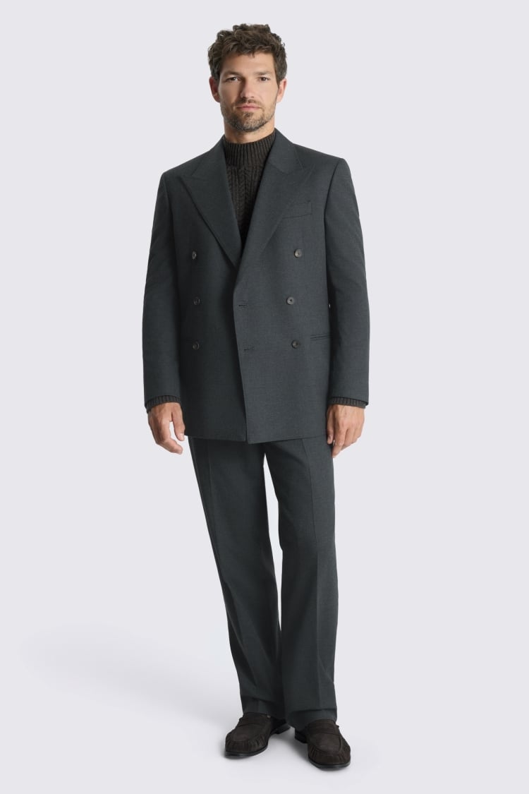 Relaxed Fit Charcoal Flannel Suit Jacket