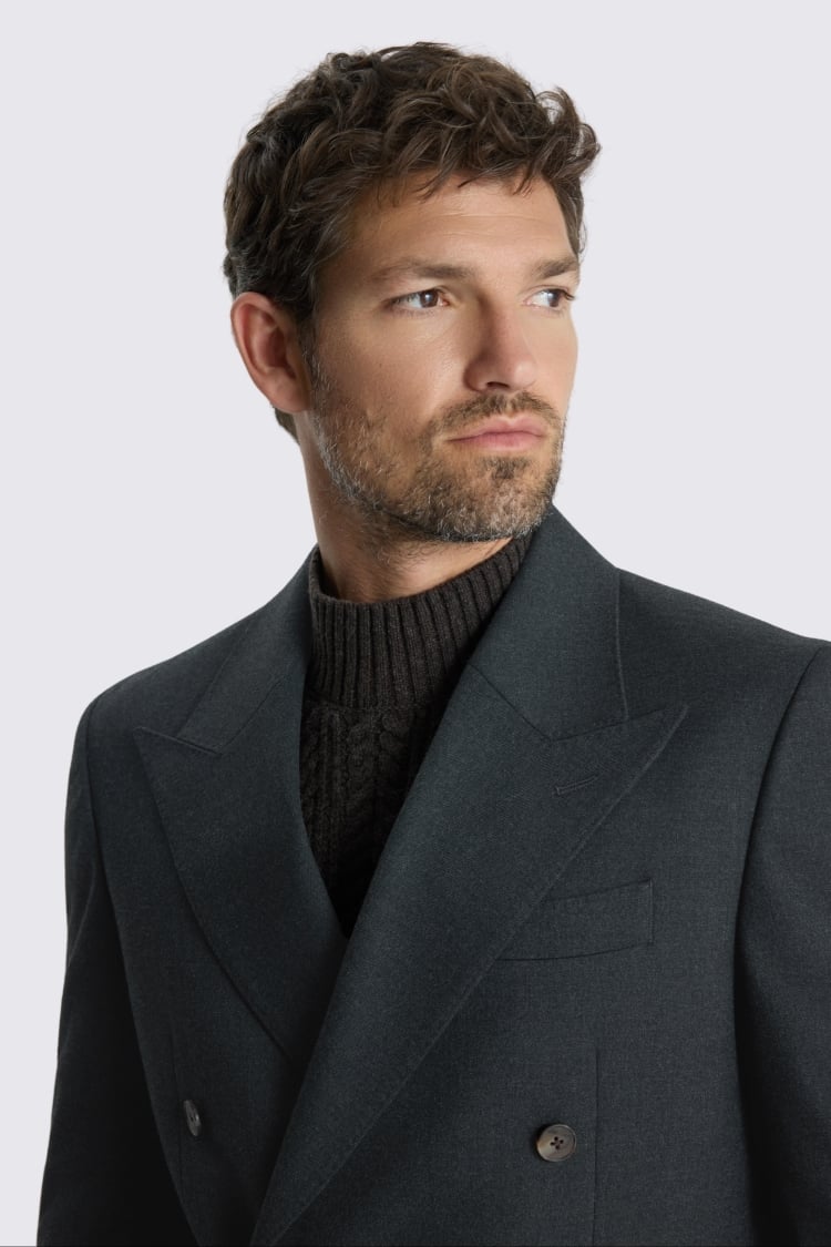 Relaxed Fit Charcoal Flannel Suit Jacket