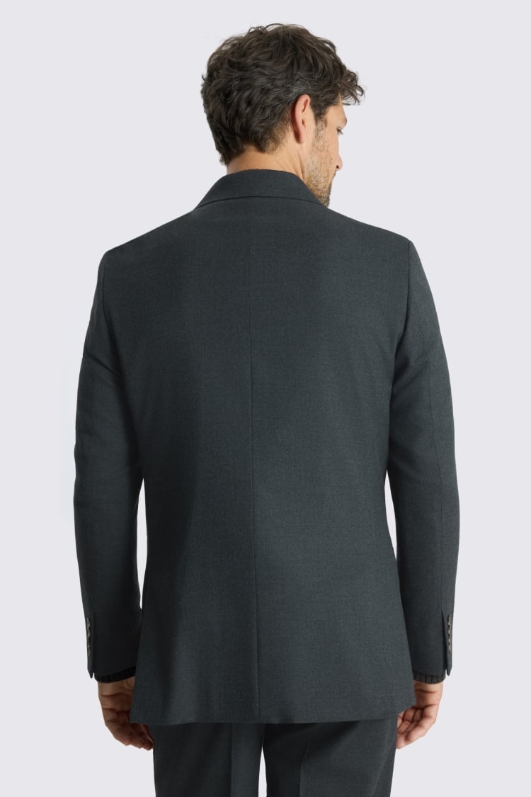 Relaxed Fit Charcoal Flannel Suit Jacket