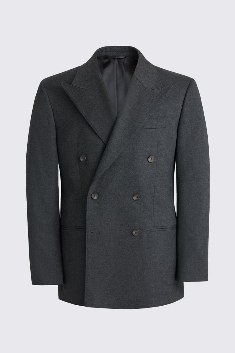 Relaxed Fit Charcoal Flannel Suit