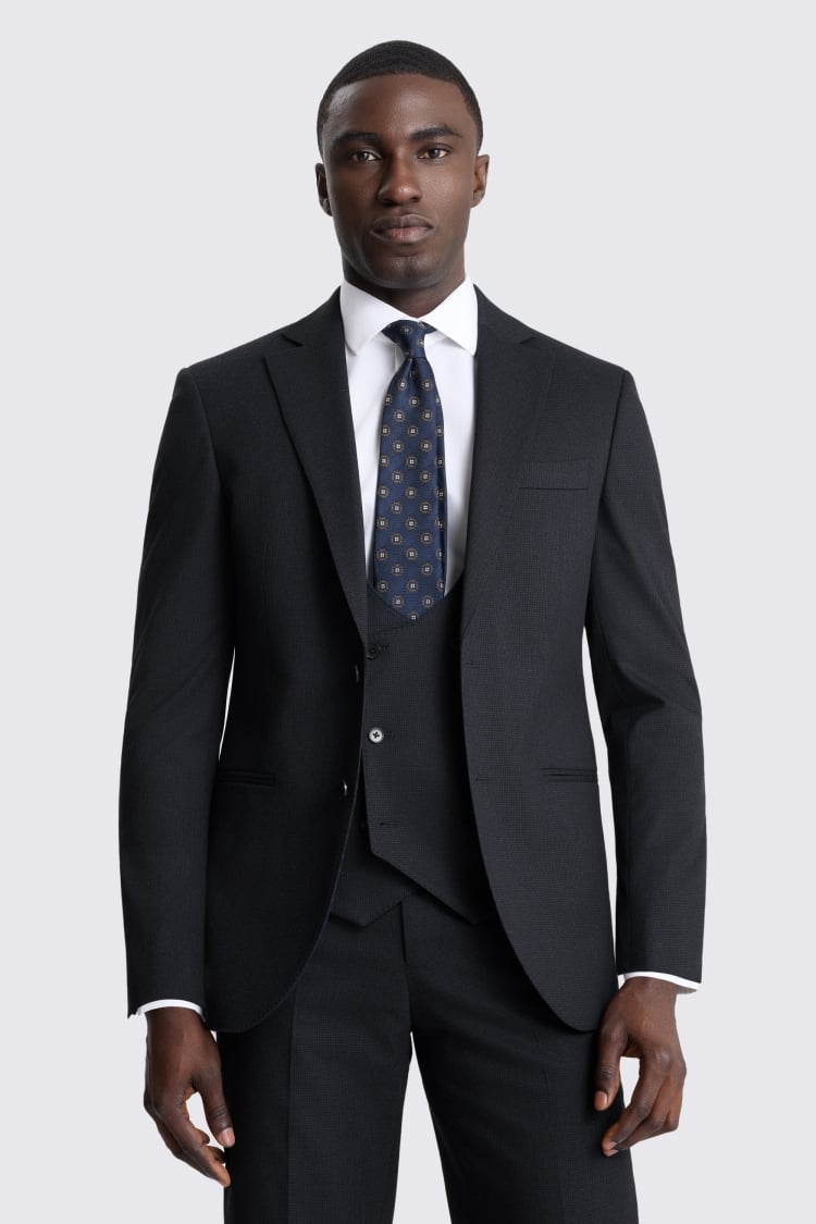 Tailored Fit Navy Puppytooth Suit Jacket