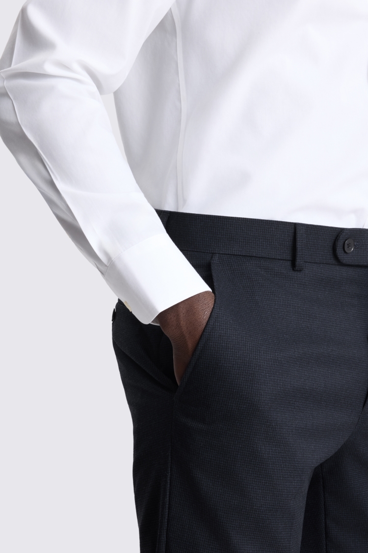 Tailored Fit Navy Puppytooth Trouser