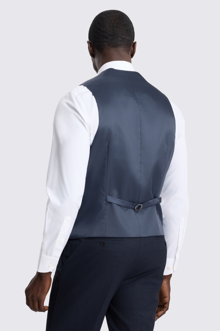 Tailored Fit Navy Puppytooth Waistcoat 