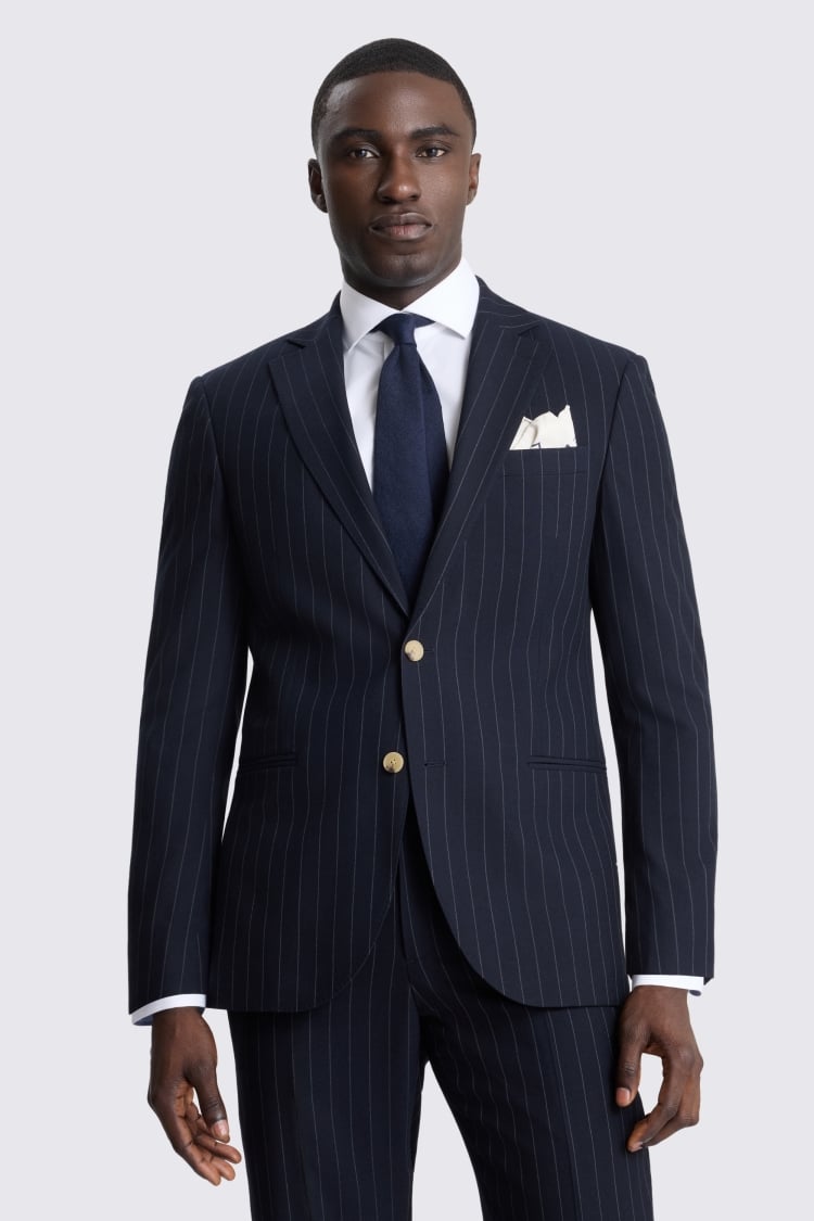 Tailored Fit Navy Stripe Suit Jacket