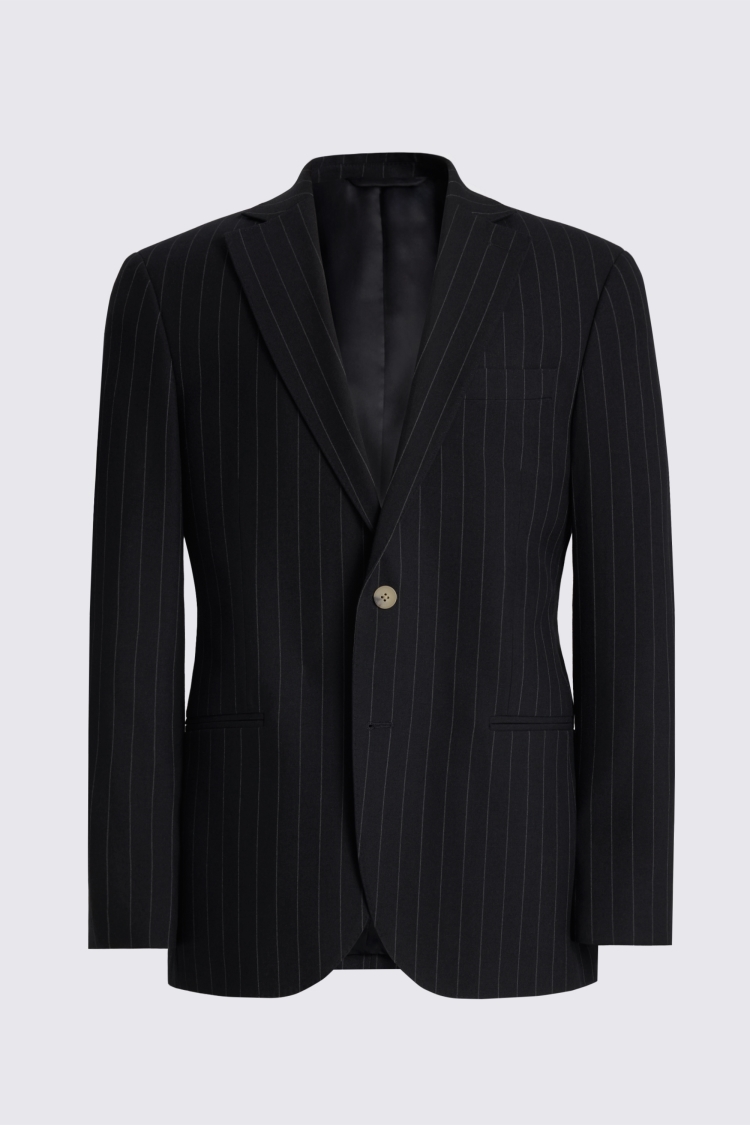 Tailored Fit Navy Stripe Suit Jacket
