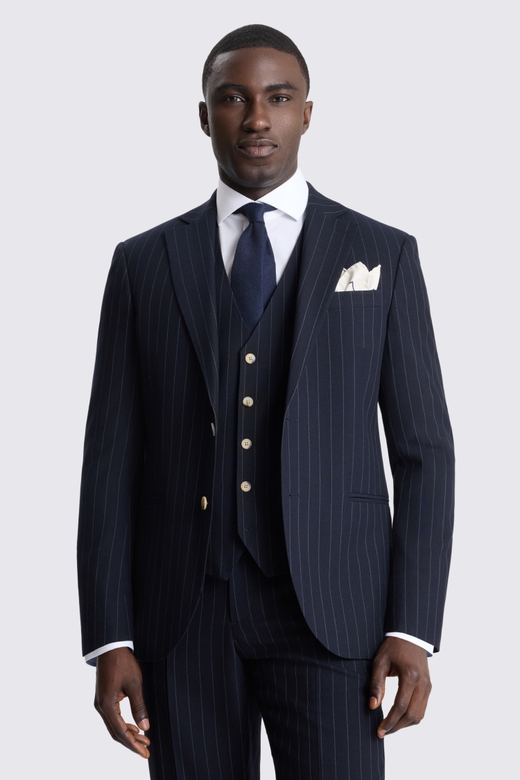 Tailored Fit Navy Stripe Suit Jacket