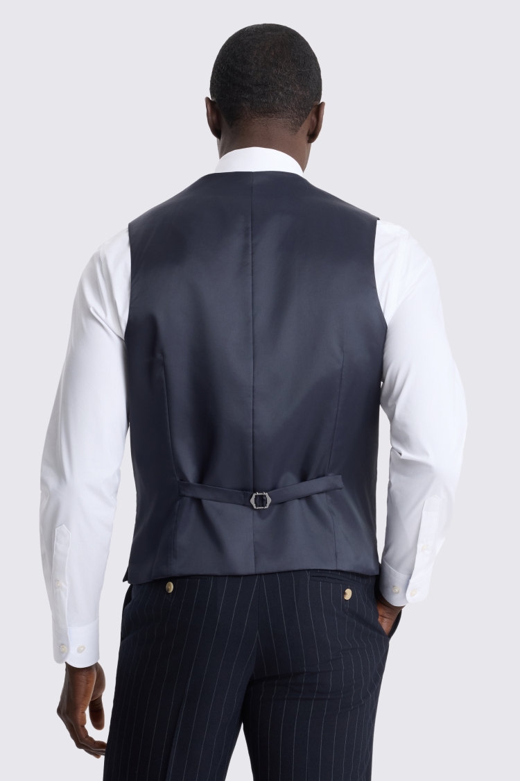 Tailored Fit Navy Stripe Waistcoat 