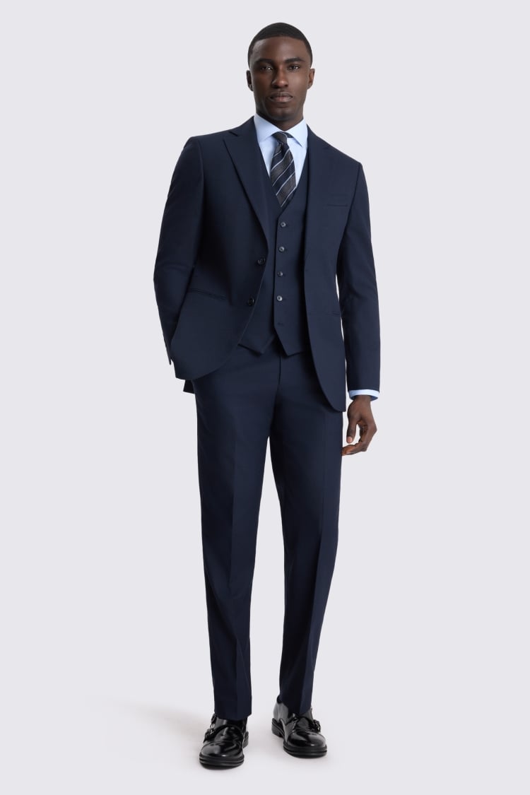 Tailored Fit Navy Flannel Suit