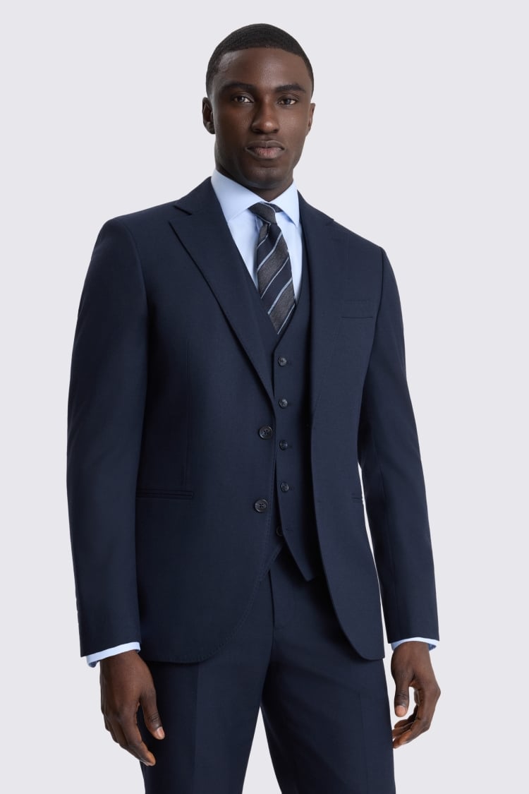 Tailored Fit Navy Flannel Suit