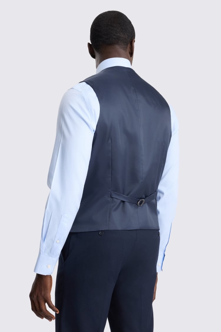 Tailored Fit Navy Flannel Waistcoat