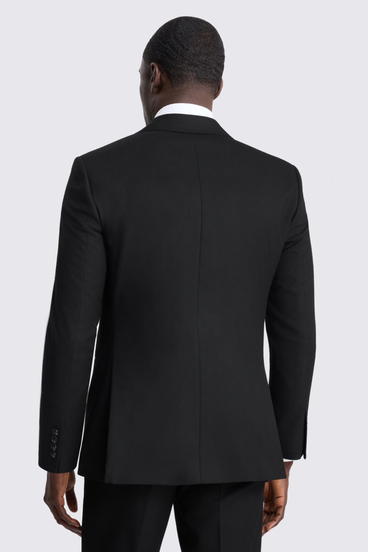 Tailored Fit Black Flannel Suit