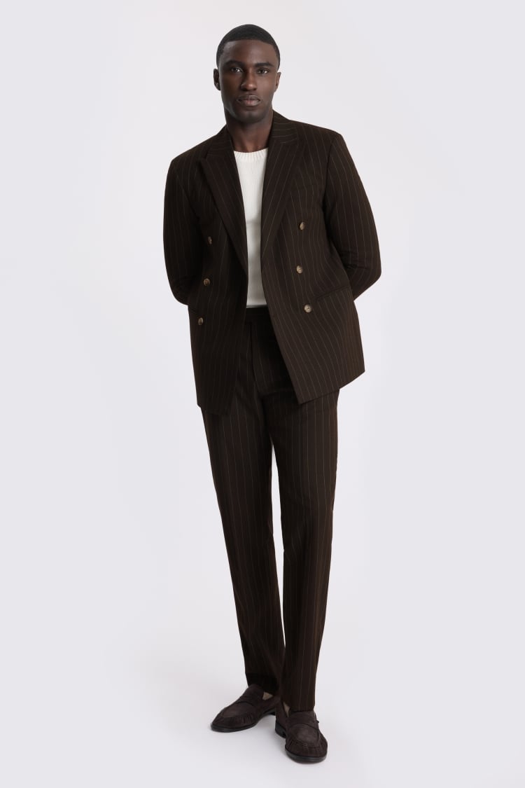 Slim Fit Brown Stripe Suit Jacket 