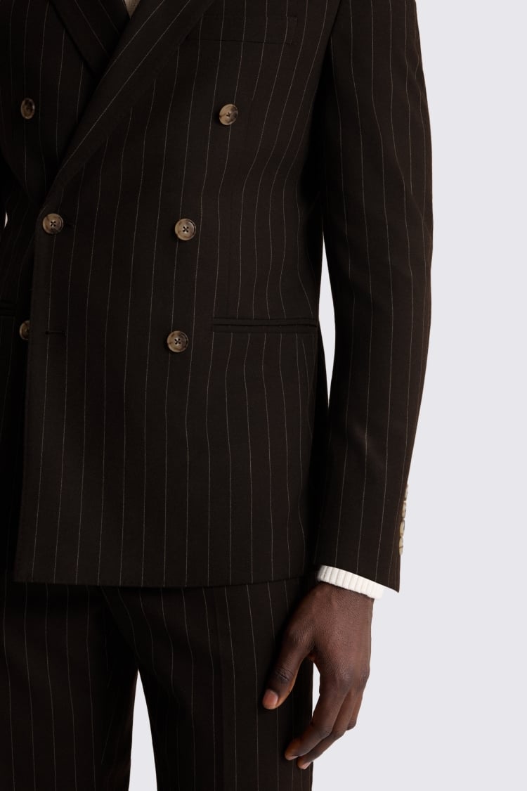 Slim Fit Brown Stripe Suit Jacket 
