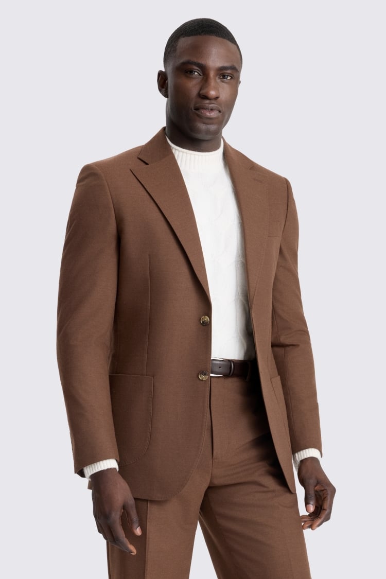 Relaxed Fit Chestnut Flannel Suit Jacket