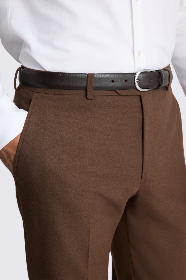 Slim Fit Chestnut Flannel Trousers