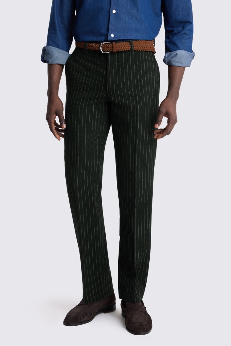 Tailored Fit Green Taupe Stripe Jacket