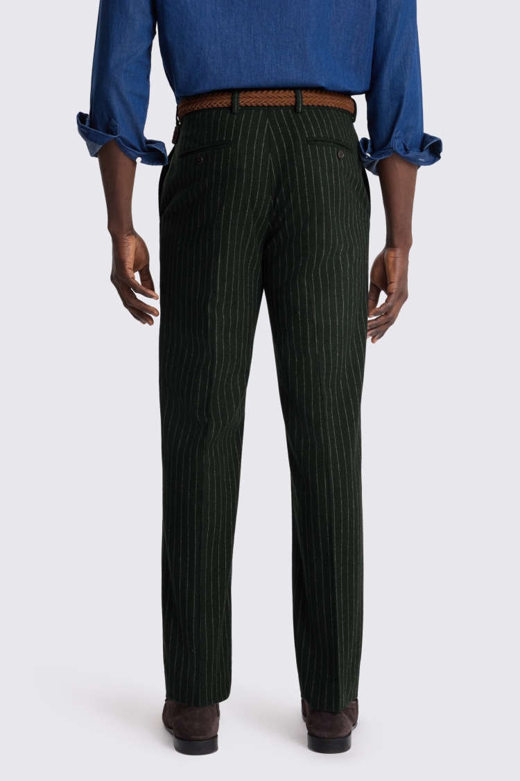 Tailored Fit Green Taupe Stripe Trouser