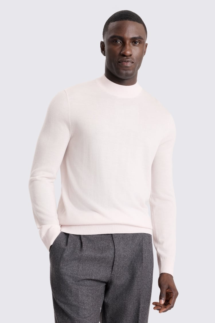 Pink Merino Mock-Neck Jumper