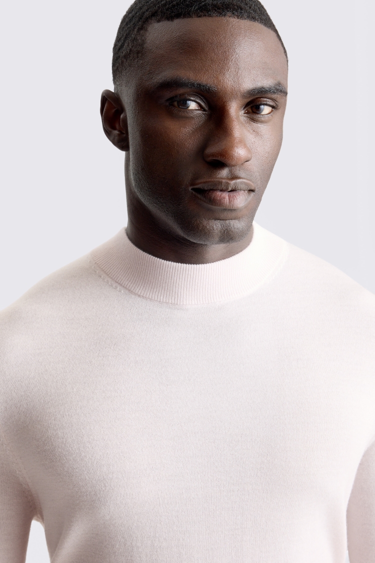 Pink Merino Mock-Neck Jumper