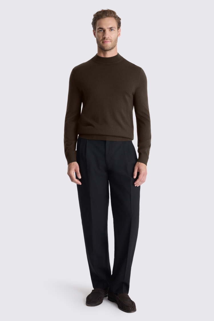 Brown Merino Mock-Neck Jumper