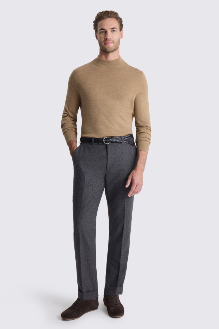Camel Merino Mock-Neck Jumper