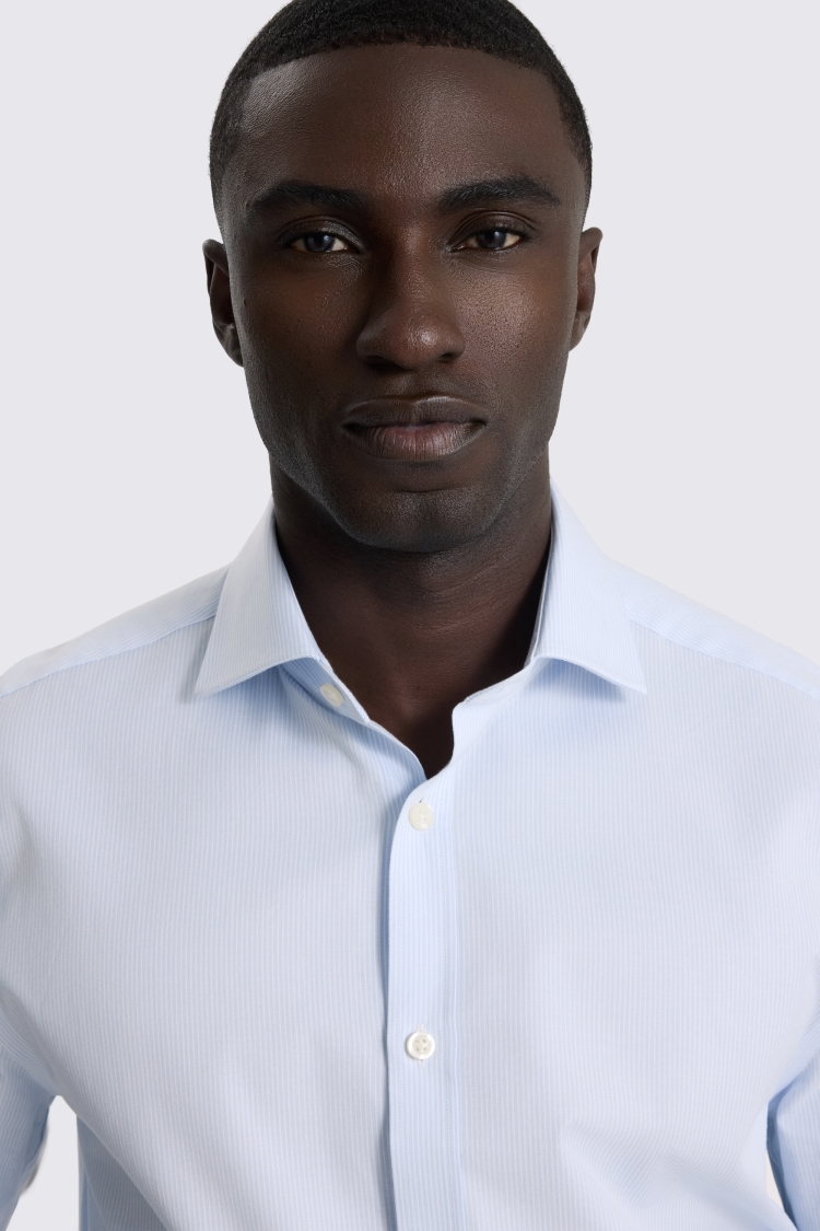 Regular Fit Light Blue Twill Stripe Shirt
