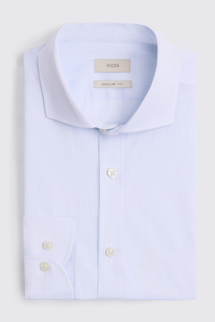 Regular Fit Light Blue Twill Stripe Shirt