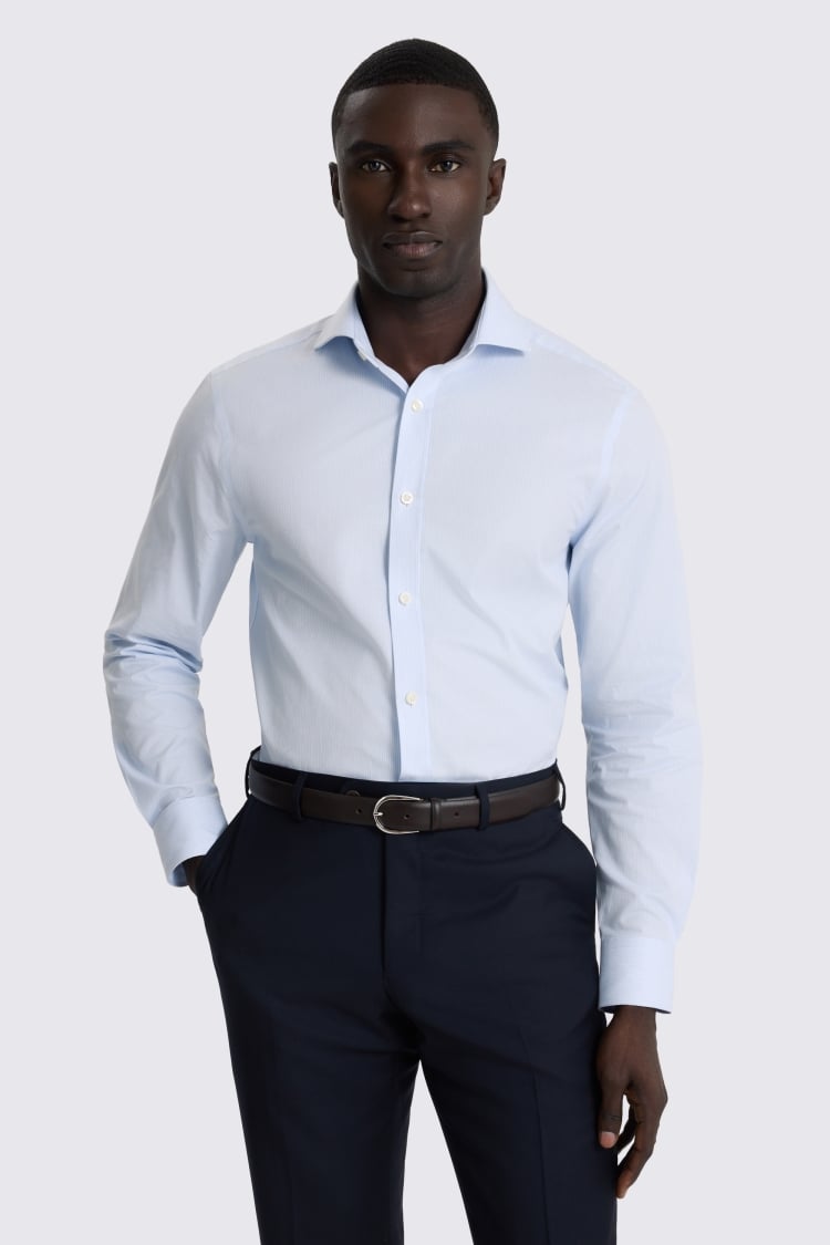 Tailored Fit Light Blue Twill Stripe Shirt
