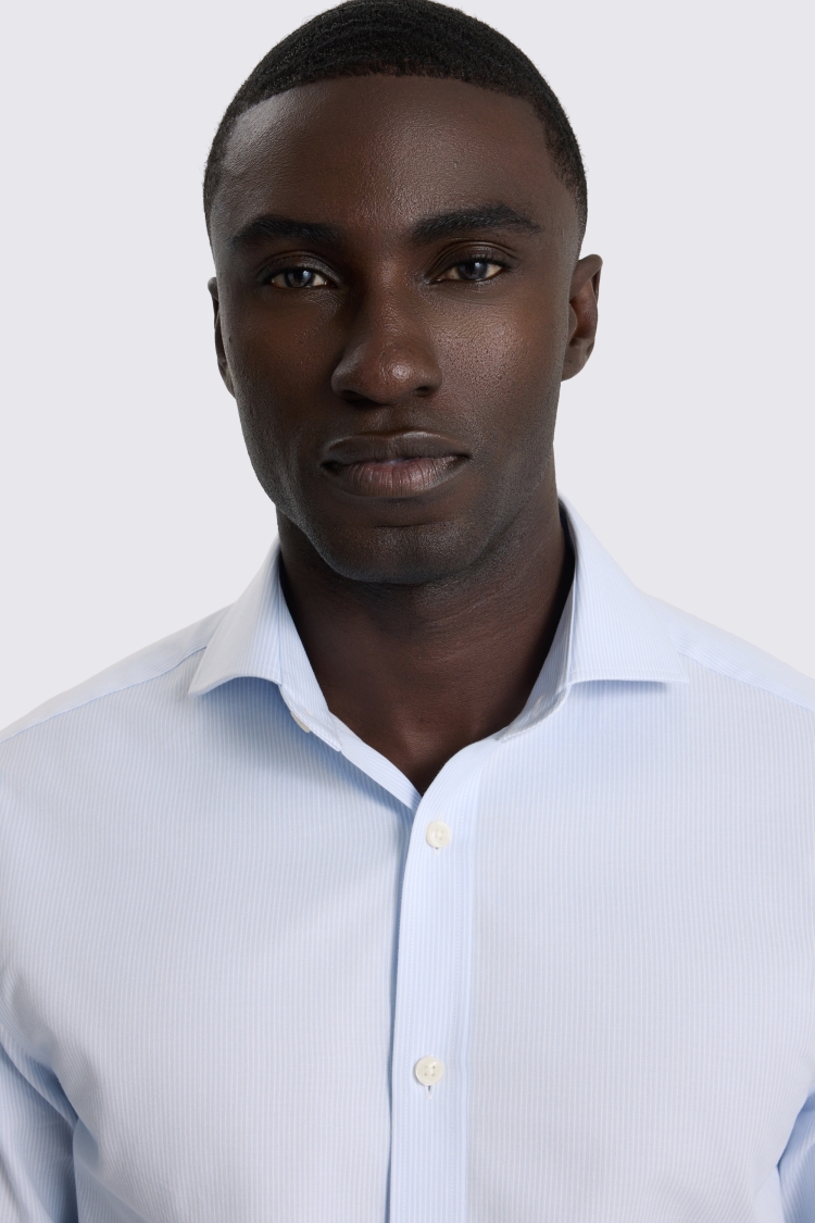 Tailored Fit Light Blue Twill Stripe Shirt