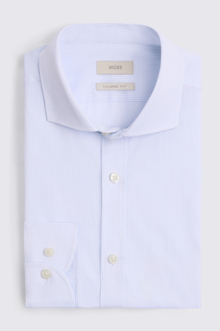 Tailored Fit Light Blue Twill Stripe Shirt