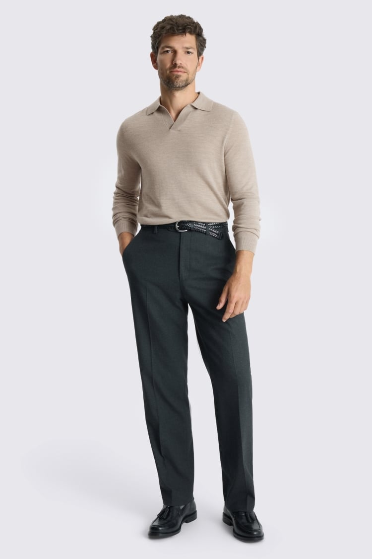 Taupe Melange Merino-Blend Skipper Shirt