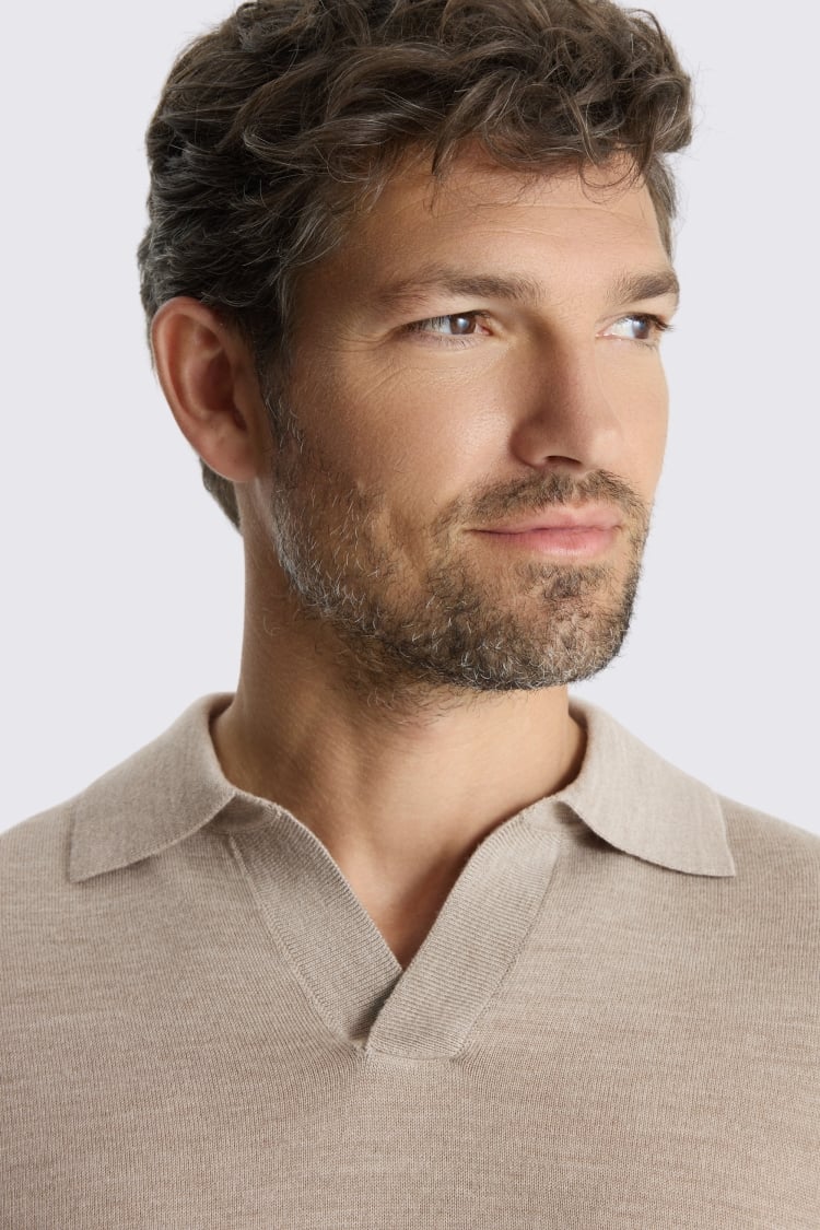 Taupe Melange Merino-Blend Skipper Shirt