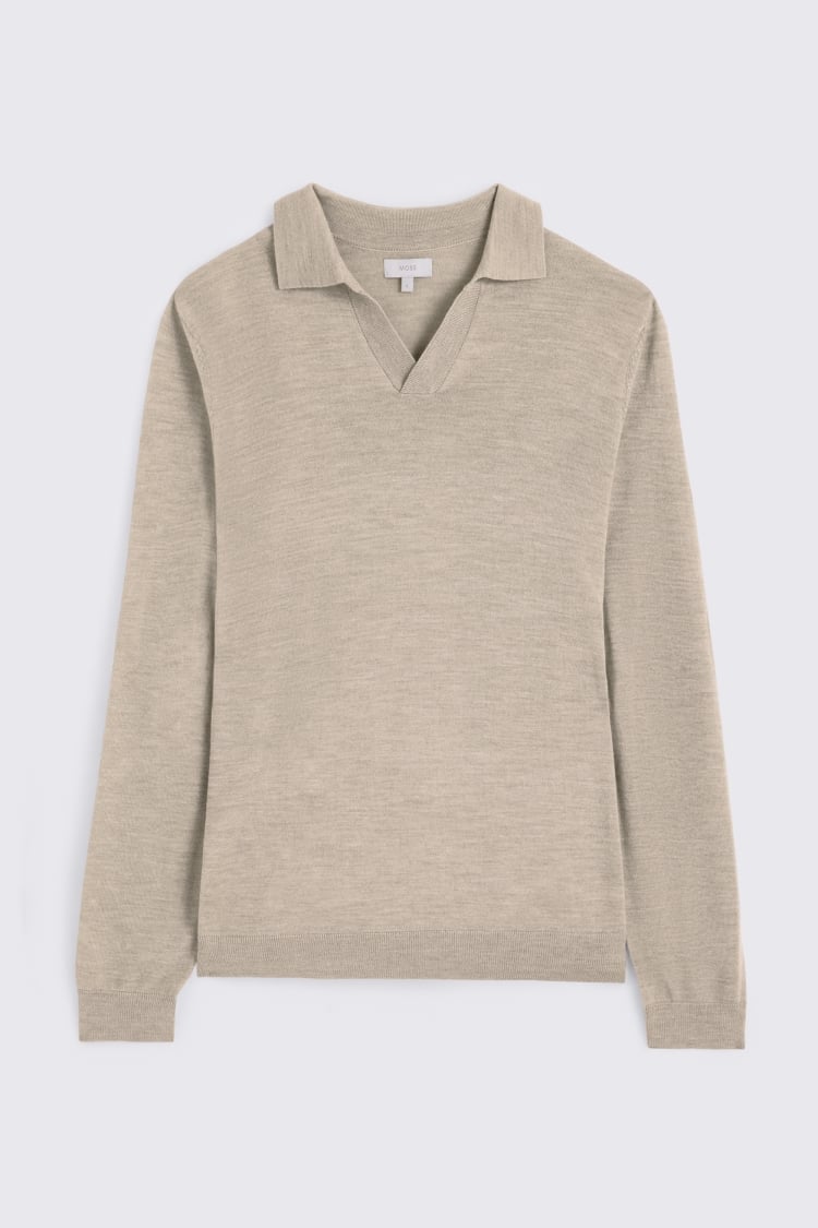 Taupe Merino Skipper Polo Shirt