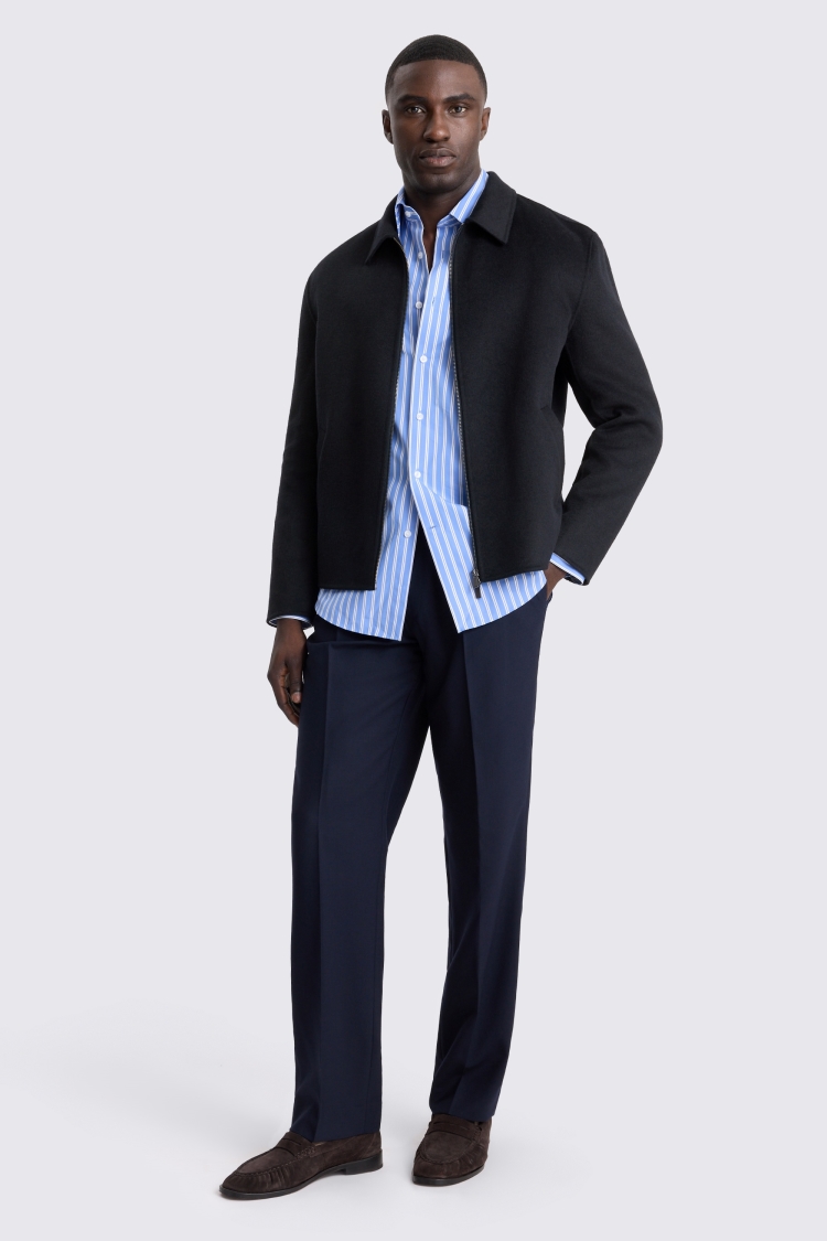 Navy Wool Blend Jacket