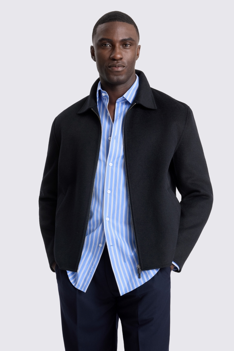 Navy Wool Blend Jacket