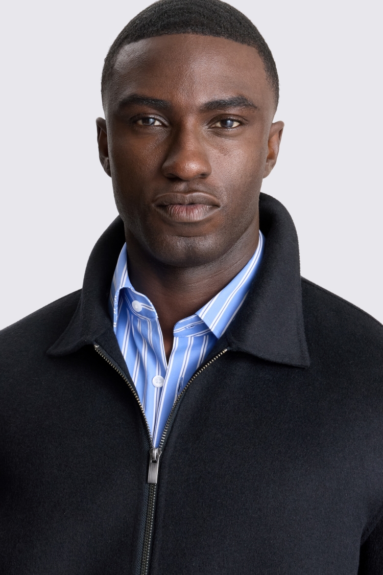 Navy Wool Blend Jacket