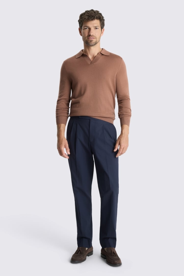 Dusty Pink Merino-Blend Skipper Polo