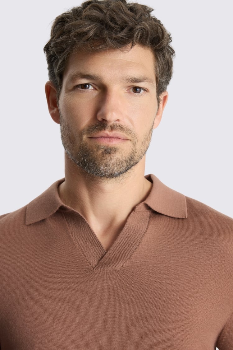 Dusty Pink Merino-Blend Skipper Polo